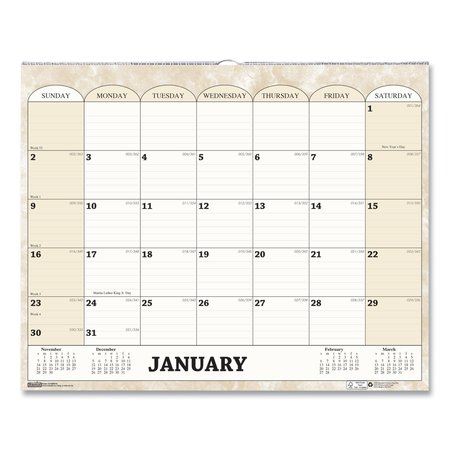 HOUSE OF DOOLITTLE Recycled Monthly Horizontal Wall Calendar, Marble Stone Artwork, 14.88x12, 12-Month (Jan-Dec): 2022 319